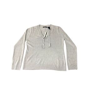 Raisey Lighr Grey Heat  Front Tie Knot  Sweater XL